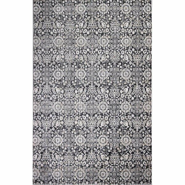 Bashian 2 ft. 6 in. x 8 ft. Bradford Collection Transitional Polyester Power Loom Area Rug, Charcoal B128-CHAR-2.6X8-BR103